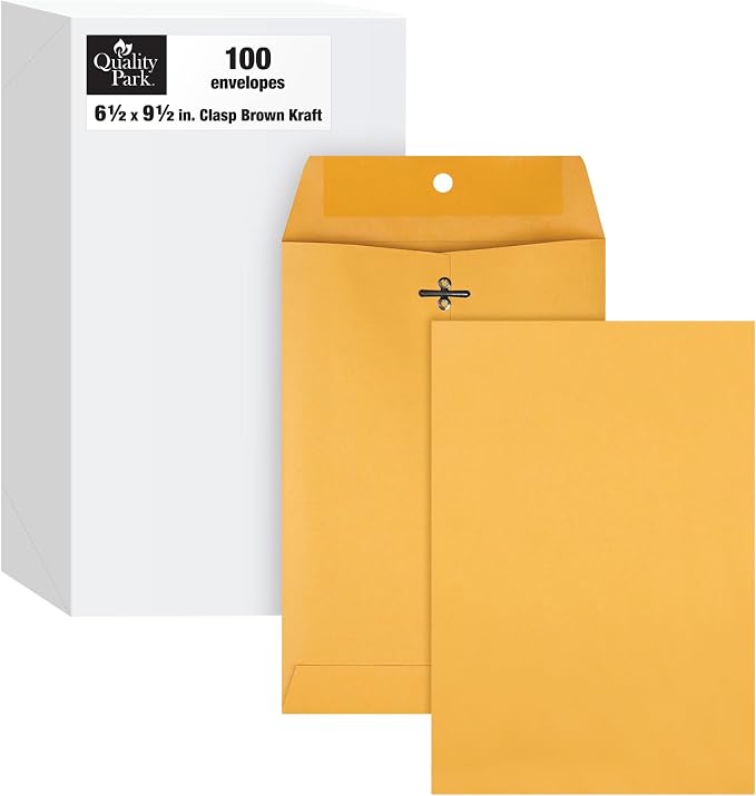 Quality Park Clasp Envelopes, 6.5 x 9.5 Inch Brown Kraft Catalog Envelopes by Quality+Park