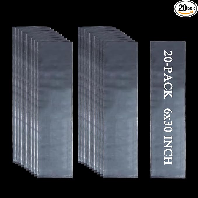 20PCS 6" x 30" Extra Long Clear Plastic Sleeves by Leyhooney