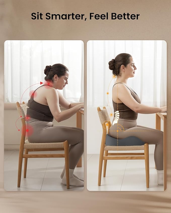 ProtoArc Extra Large Seat Cushions for Office Chairs, Ergonomic Memory Foam Seat Cushion for Home, Extra Cover, Car Seat Cushions for Driving, Pressure Relief Pad for Sciatica - Dark Gray-DeskLoop Office