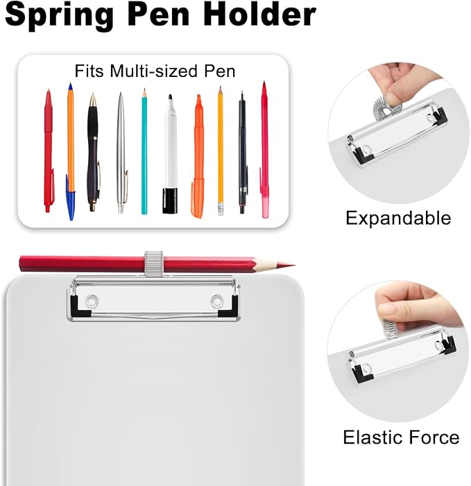Hongri A5 Clipboard with Storage, Metal Retractable Pen Holder, 6 x 9'' Nursing - Image 3