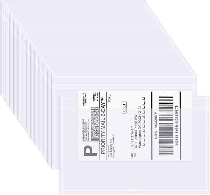 AZUREAL 60PCS Shipping Label Sleeves, 6.7" x 9.8" Packing Slip Pouches by Unknown