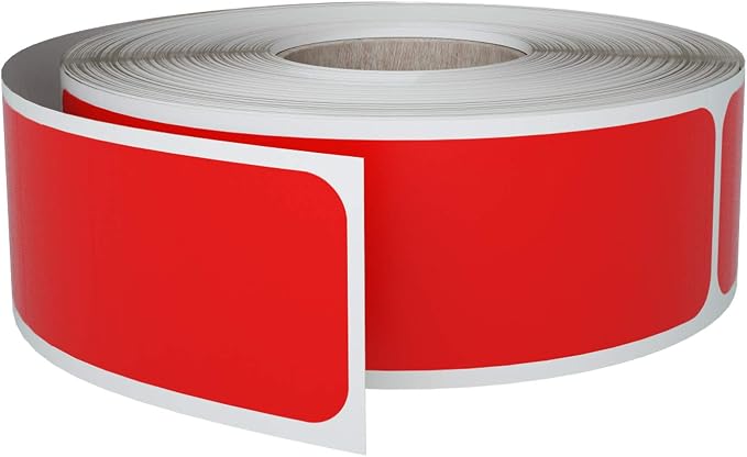 Writable Sticker Labels 3X1 inch Rectangle Red Stickers on a Roll, 250 Pack by by RoyalGreen