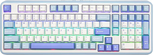 EPOMAKER TH99 Wireless Mechanical Keyboard with Lubed Silent Switch, Quiet Gaming Keyboard, 8000mAh,Creamy Gasket,RGB Backlit,Numpad,PBT Keycap,Hot Swappable,for Gamers/Office (Blue&White)-DeskLoop Office