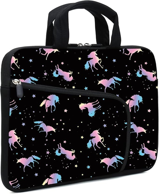 11.6" 12.2 inches Laptop Sleeve Chromebook Case Ultrabook Case Notebook Sleeve Tablet Case Neoprene Handle Sleeve for Men Women, Two Pockets Fit Apple MacBook Air Samsung Acer HP DELL(Unicorn)