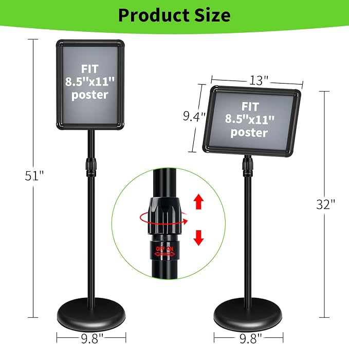 INNOVSIGN Adjustable Pedestal Sign Holder Stand 8.5''x11'', Floor Standing - Image 6