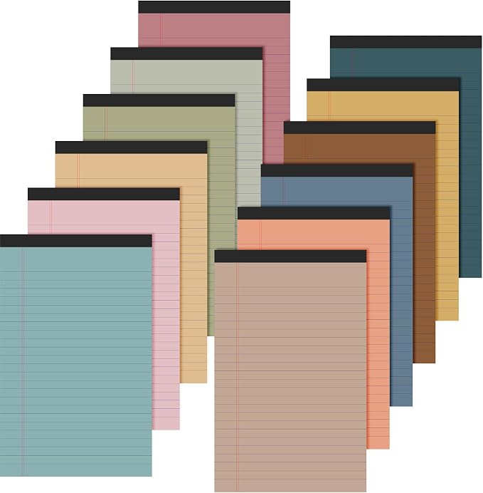 Lincia 12 Pcs 5" x 8" Small Legal Pads Colored Lined Note Pads Narrow Ruled by Lincia