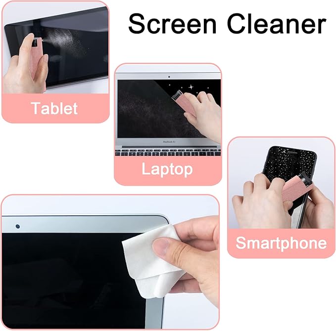 Touchscreen Mist Cleaner Spray, walrfid Electronic Screen Cleaner for TV, Laptop, Tablet, PC, Computer Monitor LCD Flat Screens, Eyeglasses - Pink-DeskLoop Office