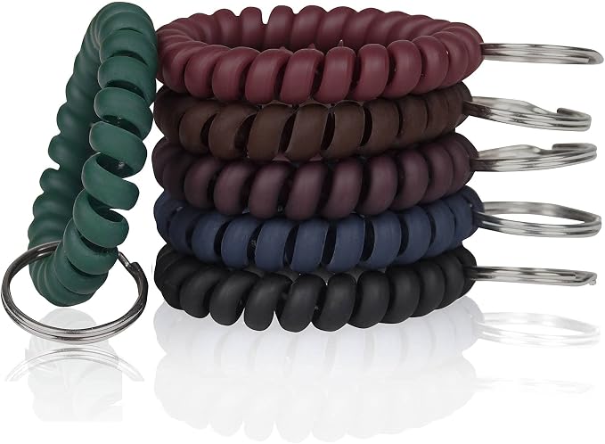 BIHRTC Pack of 6 Wrist Keychain Spiral Stretchable Plastic Coil Wrist Key by HOME