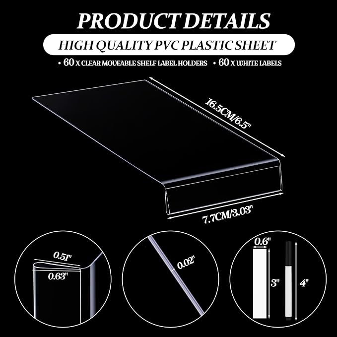 Containlol 60 Sets Moveable Shelf Label Display Holders - Image 2