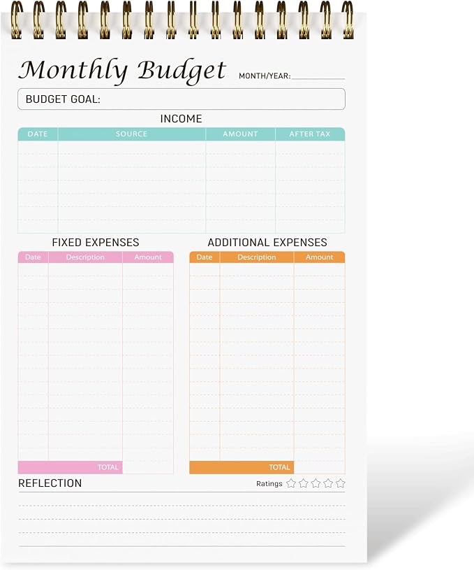 Monthly Budget Planner Notepad by Snootion