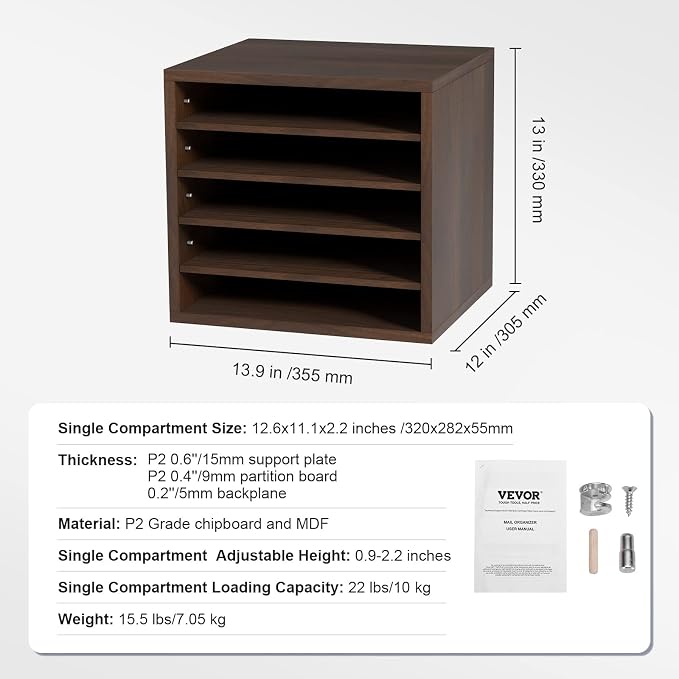 VEVOR Literature Organizers, 5 Compartments Office Mailbox - Image 7