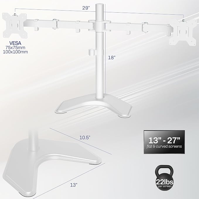 VIVO Dual LED LCD Monitor Free-Standing Desk Stand - Image 3