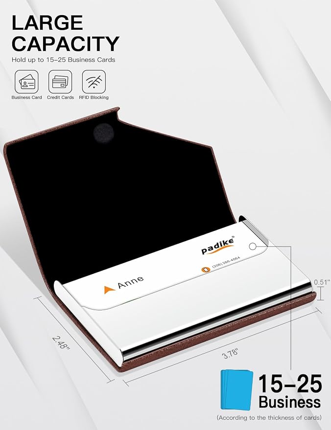 Padike Business Card Holder, Upgraded Leather Business Card Case Pocket Card - Image 4
