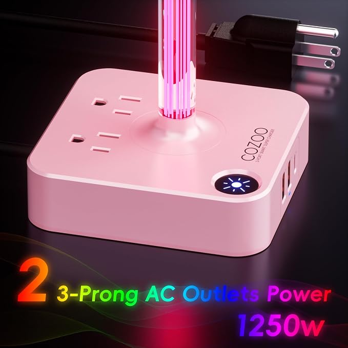 cozoo Gifts for Teen Girls Cute Pink RGB Headphone Stand & Charging Station - Image 4