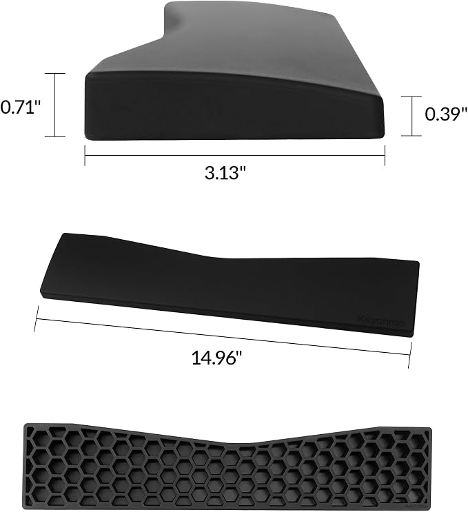 Keychron Black Silicone Wrist & Palm Rest, 14.96" - Image 3