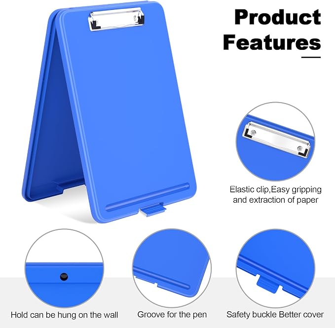 Hongri Clipboard with Storage, 8.5 x 11 Clip Board Foldable, Dark Blue | Bottom - Image 3