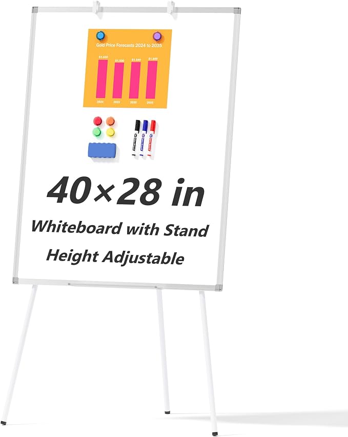 Large Whiteboard Easel with Stand, Tripod Height Adjustable Flip Chart Easel by Neatsure