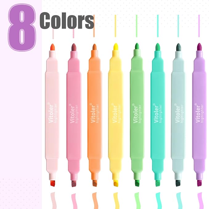 Vitoler 8pcs Aesthetic Highlighters, Chisel & Fine Tips Bible Highlighters | - Image 2