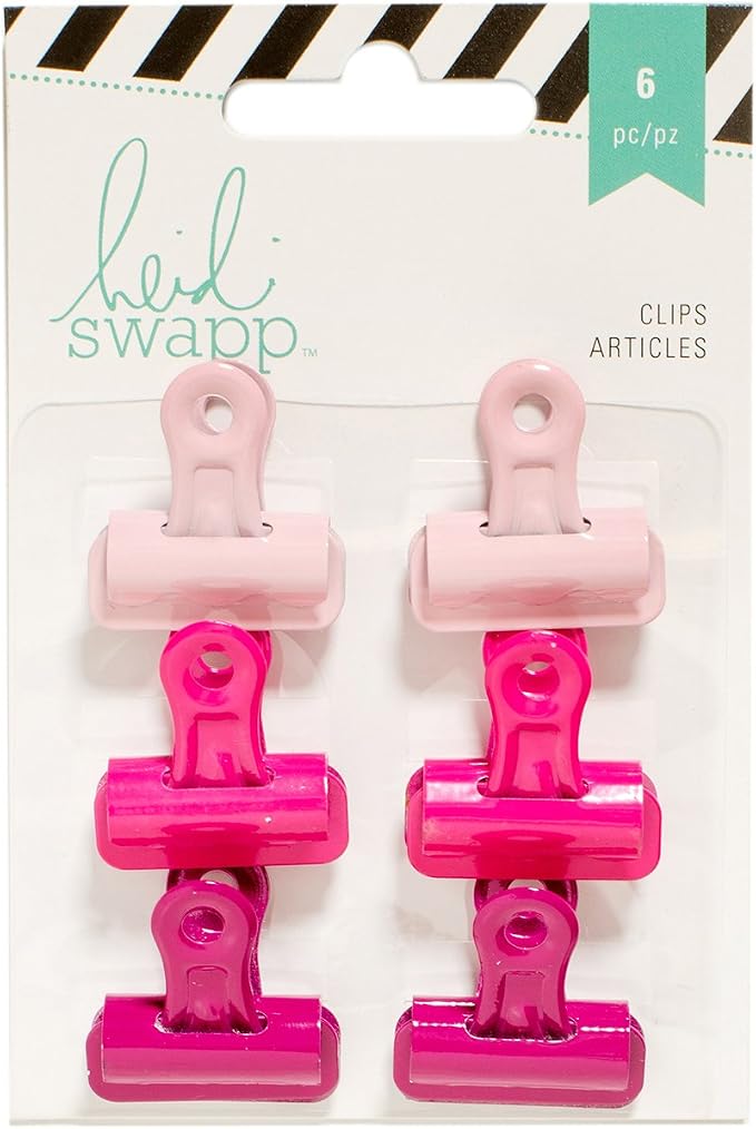Heidi Swapp Bulldog Clips 1" 6/Pkg-Pinks by AmericanCrafts