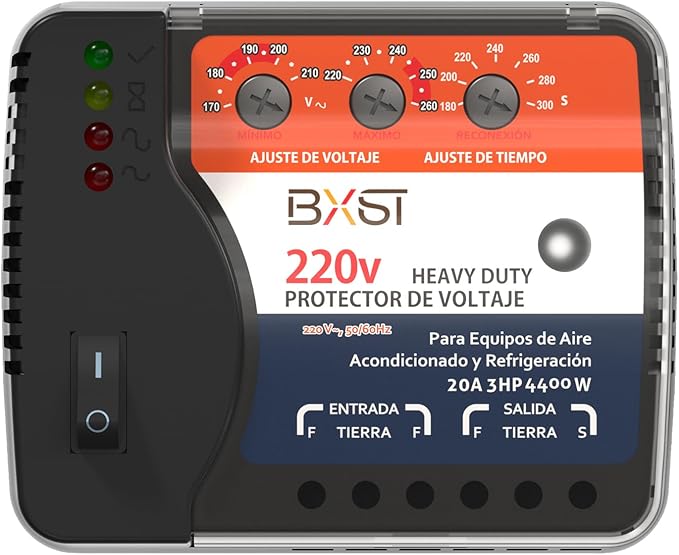 BXST Wiring Voltage and Brownout Surge Protector for Refrigerator TV 4400W Appliance AIR Conditioning Inverter Mini Split Adjustable Over/Under and Delay Time Voltage 20A 220V 140J-DeskLoop Office