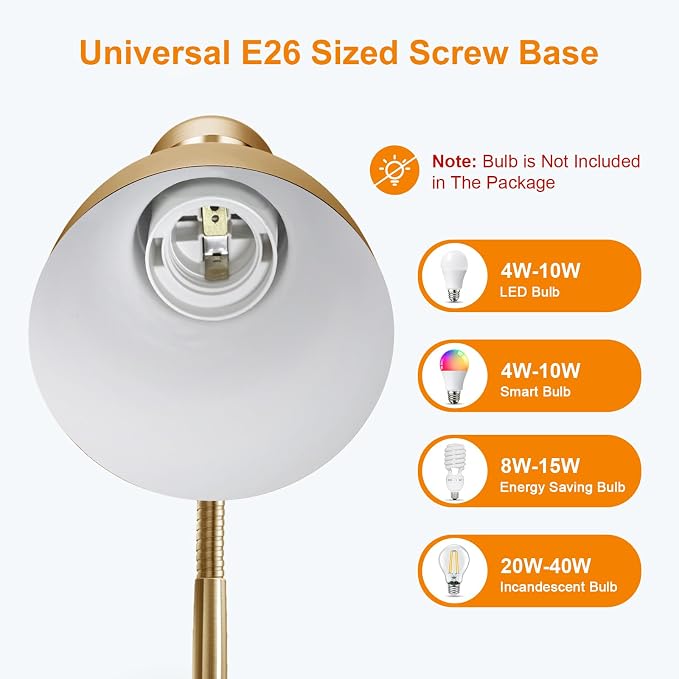 LEPOWER Metal Desk Lamp, Adjustable Goose Neck Table Lamp, Eye-Caring Study - Image 4