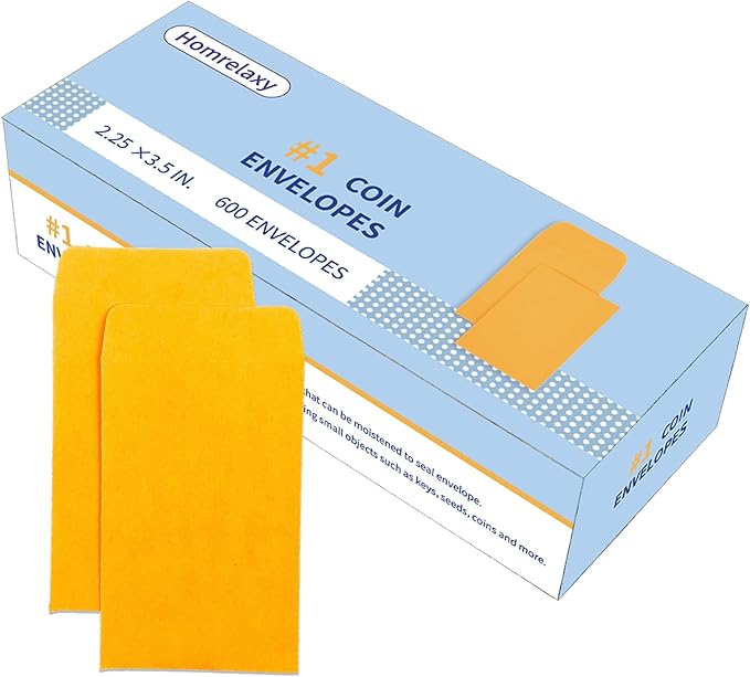 Homrelaxy #1 600 Pcs Small Coin Envelopes 2.25" x 3.5" by Unknown