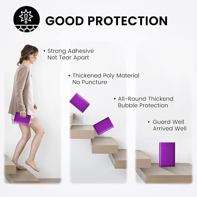 Fuxury Bubble Mailers 4x8 Inch Purple 800 Pack Padded Envelopes Usable Size - Image 5