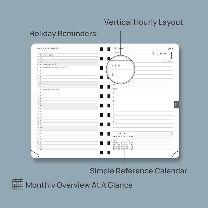 POPRUN 2027 Daily Planner One Page Per Day, Small 4.25" x 6.25", Calendar Book - Image 4