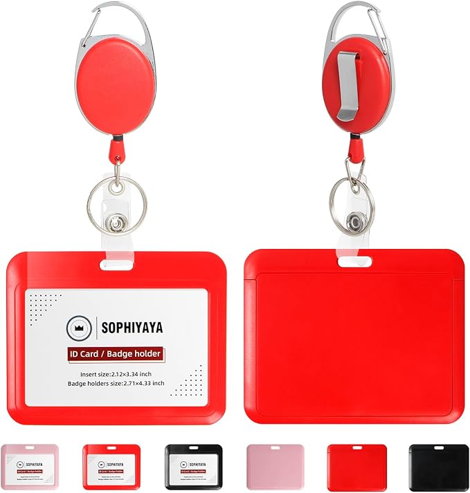 ID Badge Holder with Clip Badge Reels Retractable Heavy Duty Id Card with by SOPHIYAYA