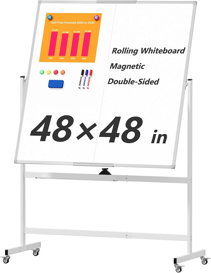 Large Rolling Whiteboard on Wheels by Neatsure