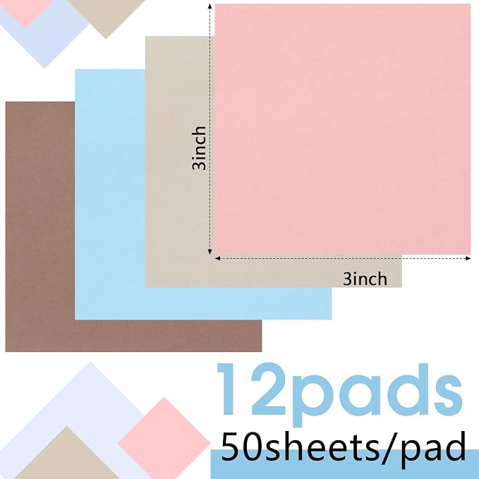 Thenshop 12 Pads Earth Tone Sticky Notes 3''x3'', Self Stick Notes Pads Earth - Image 2
