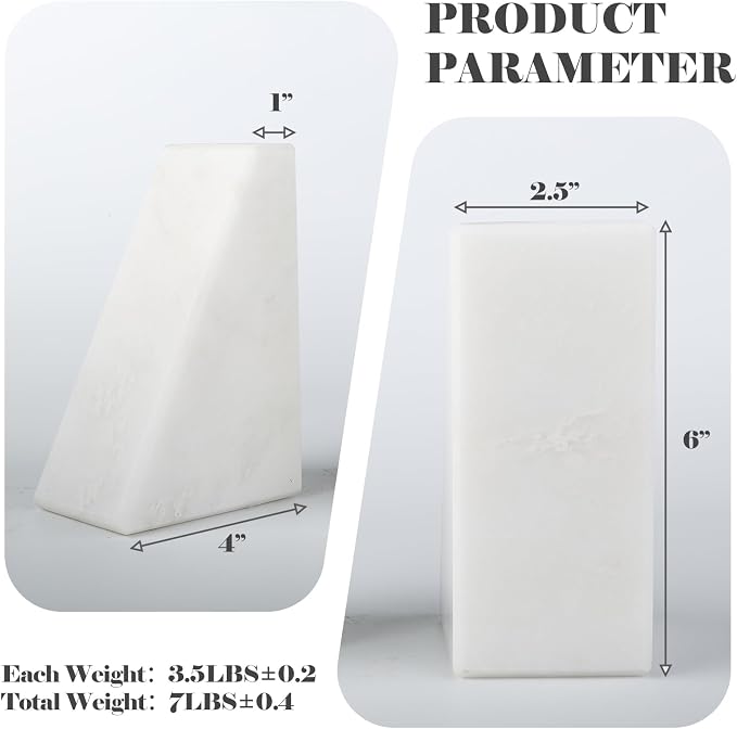 Karibiber Marble Book Ends Decorative, Unique Bookends - Image 3