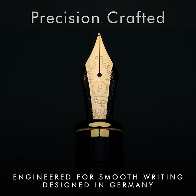 Wordsworth & Black Majesti Fountain Pen-(Black), Luxury Case, 24K Gold Finish; 18K Gilded Fine Nib-Ink Cartridges, Refillable Ink Converter-Calligraphy Pen-Best Business Gift Set for Men & Women-DeskLoop Office