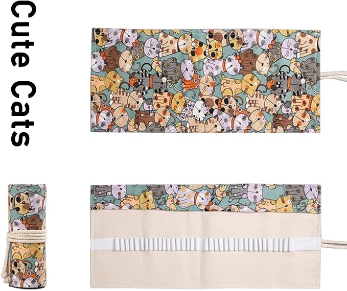 DIYOMR 24/36/72 Slots Pencil Wrap Pencil Rolls, Artist Colored Pencils Roll Up - Image 3