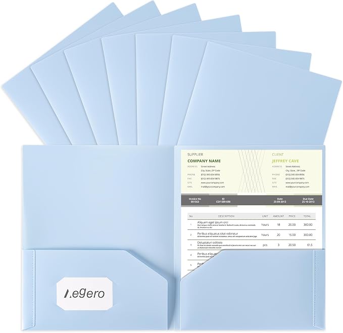 Aegero Plastic Folders with Pockets, Durable Heavy Duty File Folders with by Unknown