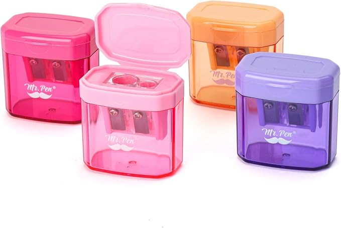 Mr. Pen- Manual Pencil Sharpener, 4 Pack, Dual Holes | Compatible by MrPen