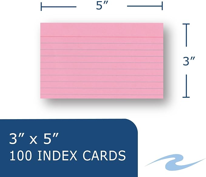 Roaring Spring Colored Index Cards 3"x5", Smooth 100# Index Paper, Ruled on - Image 3