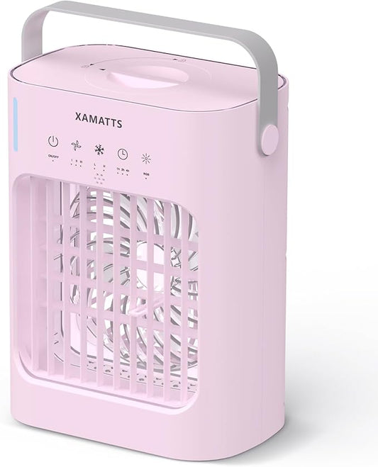 Portable Air Conditioners Cooling Fan, 3 Speeds Evaporative Mini Air Conditioner Portable, 700ml Portable AC Air Cooler, Personal Air Conditioner for Bedroom,Room,Office,Camping-Pink-DeskLoop Office