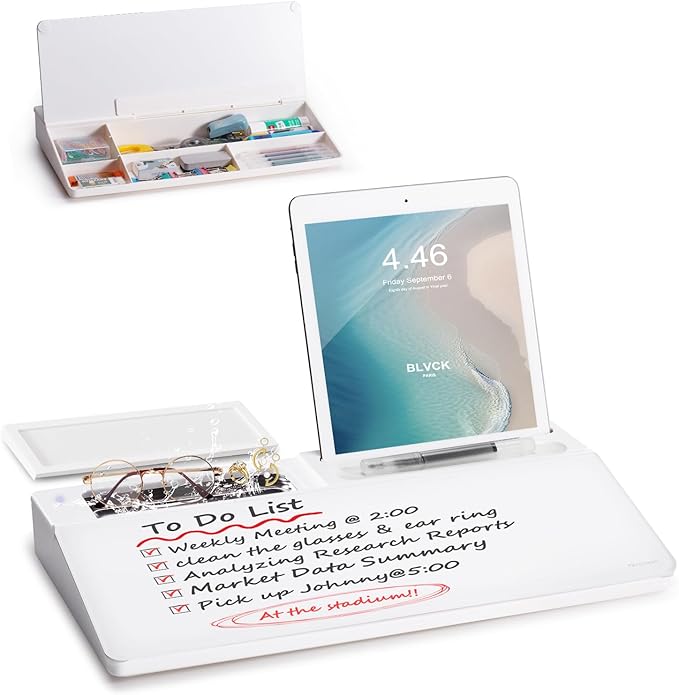 Small Glass Desktop Whiteboard Dry-Erase-Board by TSJOFFICE-WipeCleanThinkGreenWorkSmart
