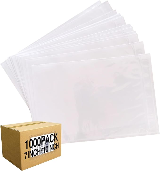 1000 Pcs 7'' x 10'' Clear Packing List Envelopes Adhesive Shipping Label Pouch by FEILONGPACKAGING