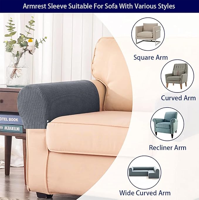 Chaexii Premium Polyester Sofa Arm Cover, Scratch Resistant Protector Covers - Image 5