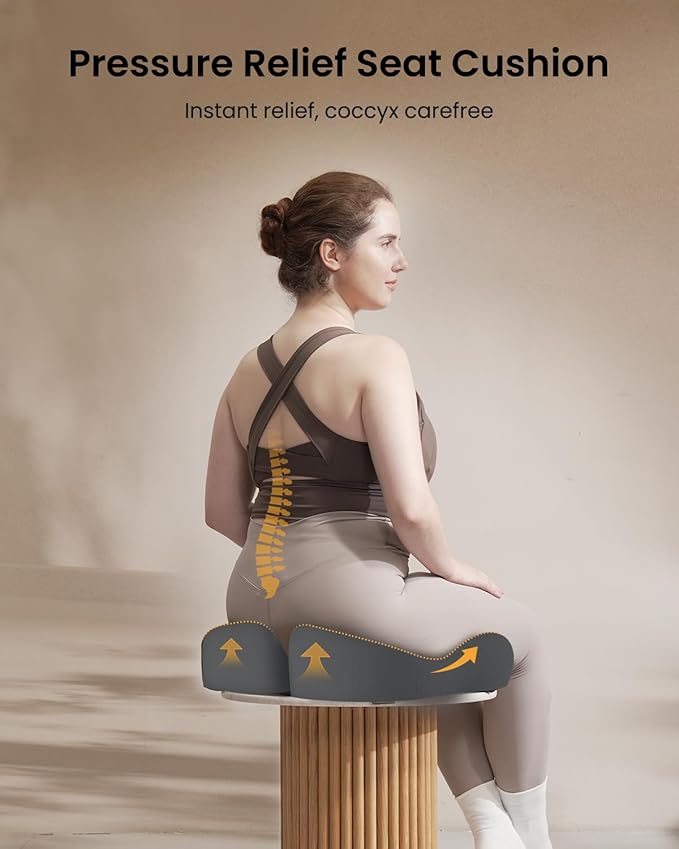 ProtoArc Extra Large Seat Cushions for Office Chairs, Ergonomic Memory Foam Seat Cushion for Home, Extra Cover, Car Seat Cushions for Driving, Pressure Relief Pad for Sciatica - Dark Gray-DeskLoop Office