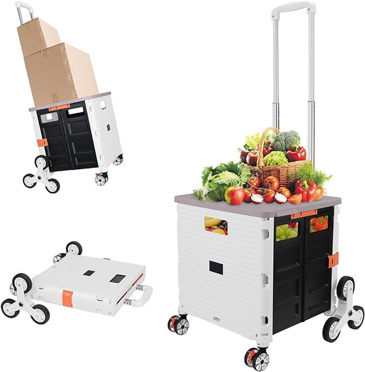 FELICON SELORSS Folding Utility Climber Cart Portable Rolling Crate-White | by FELICON