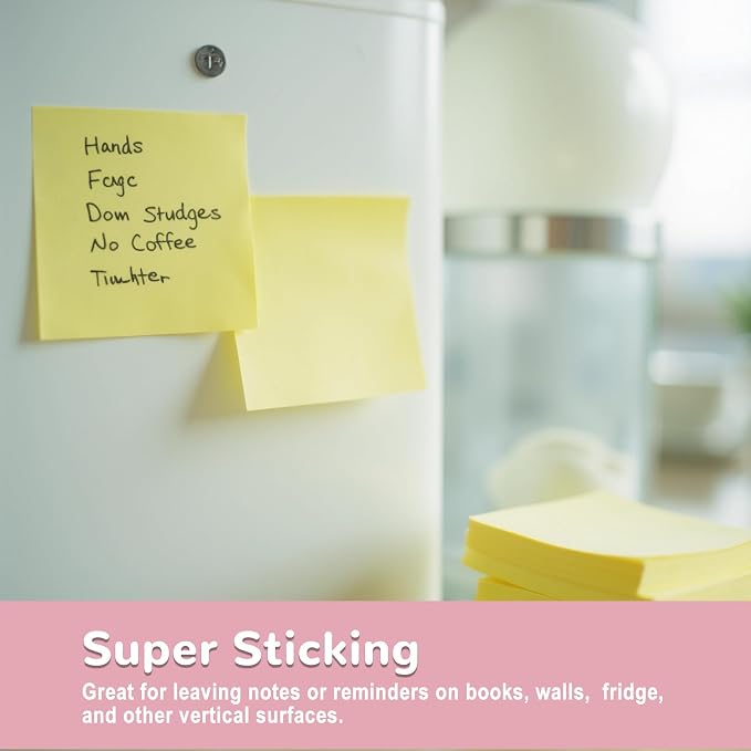 Sticky Notes 3x3 in Yellow, Sticky Pads, Clean Removal, Recyclable, Self-Stick - Image 5