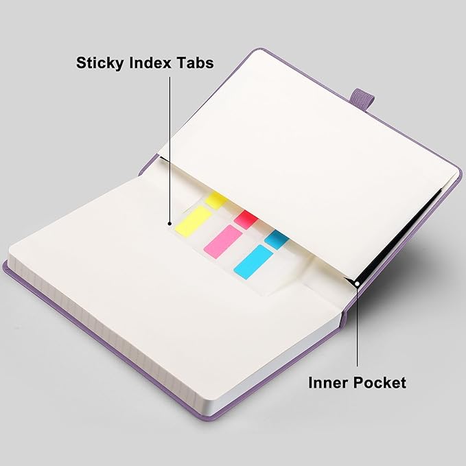 RETTACY Graph Grid Paper Notebook, 192 Pages, A5 Medium Size (5.7'' x 8.3''), 5 Squares per Inch, Leather Hardcover, 100 GSM Thick Paper, for School, Students, Math, Engineering (Purple)-DeskLoop Office