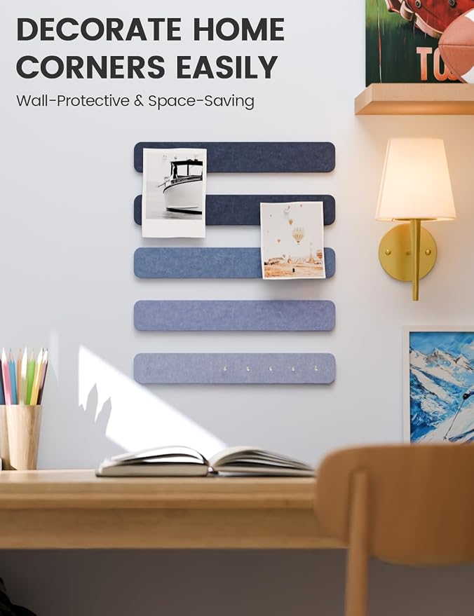 Fluxynara Cork Board Alternative Felt Strip Board 5-Pack 13"x2", Office Pin - Image 4