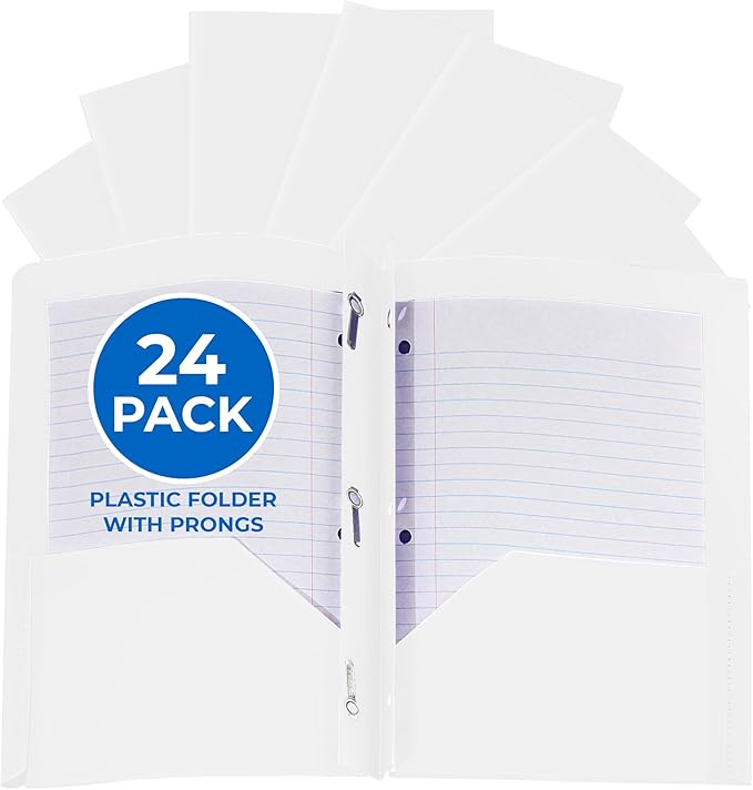24 Pack White Plastic Folders by EPI