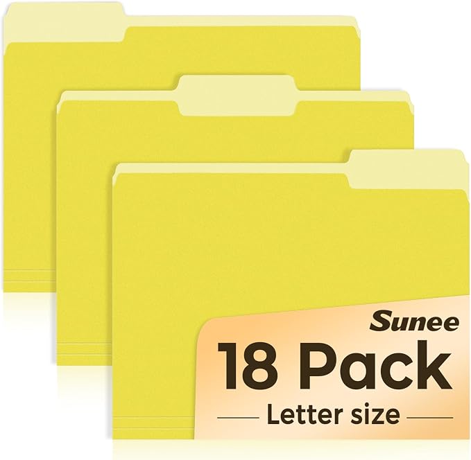 SUNEE File Folders, 18 Pack Manilla Folders 8.5 x 11, Colored File Folders Home by SUNEE