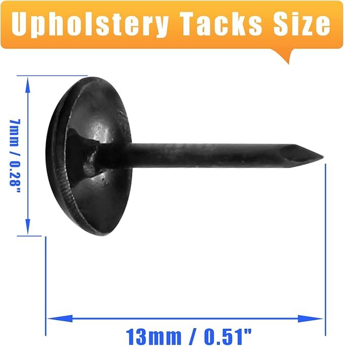 Bivethoi 220 Pcs Black Upholstery Tacks, 2/7 Inch Metal Round Head Thumb Tacks - Image 2