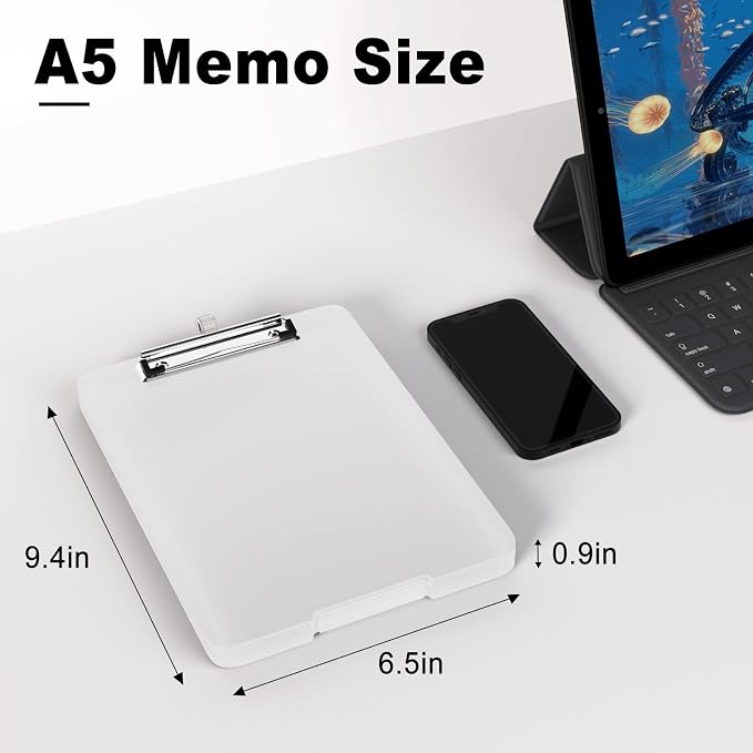 Hongri A5 Clipboard with Storage, Metal Retractable Pen Holder, 6 x 9'' Nursing - Image 2